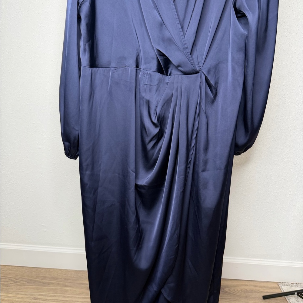 4XL Shein size 4XL Elegant Navy Blue Wrap Dress - Picture 6 of 13